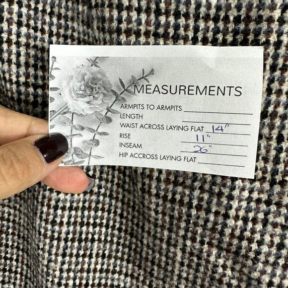 Kate Spade Brown Blue Black Beige Houndstooth Tweed Pants Size 4 - Picture 8 of 8